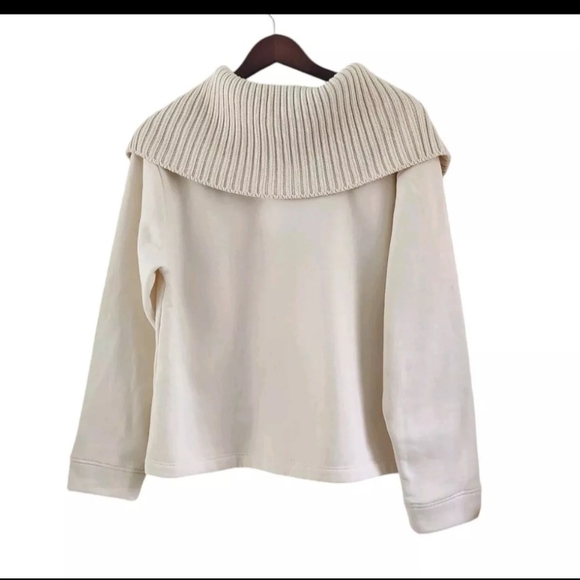 Zara Cream Sweater Ribbed Shawl Neckline Womens Size M New NWT - Picture 4 of 6